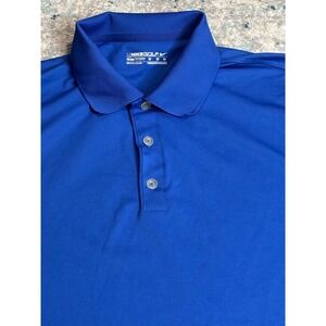 Blue Golf Polo Shirt Dri Fit Mens Medium Nike Swoosh Short Sleeve